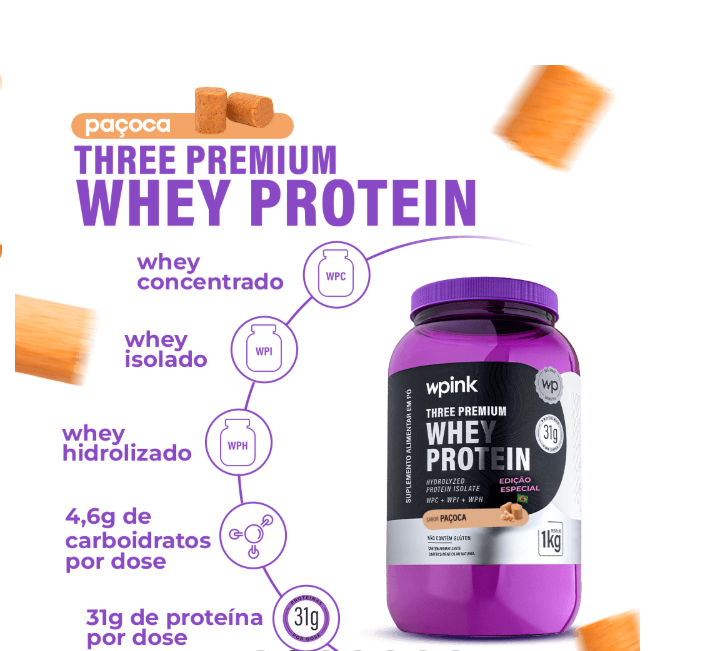 three premium whey protein paçoca 3W - (1kg) - wp