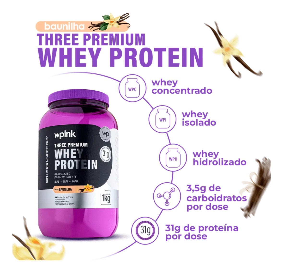three premium whey protein baunilha 3W - (1kg) - wp