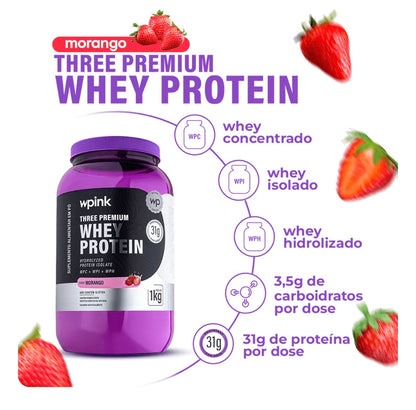 three premium whey protein morango 3W - (1kg) - wp